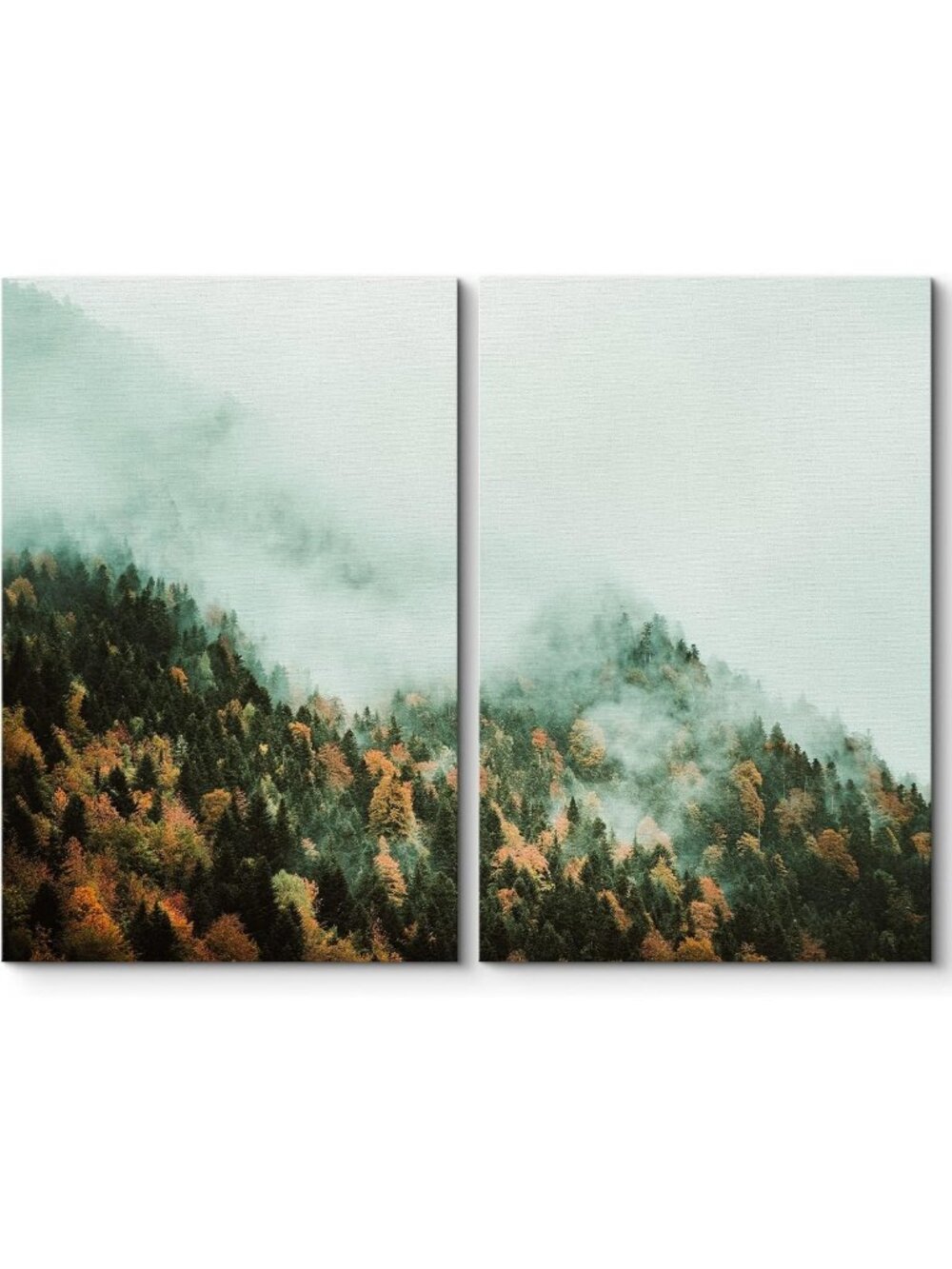 Autumn Forest Canvas Art Set - Multicolor Nature Photography for Living Room